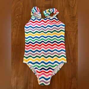 NWT 5-6 yrs Striped Frill Strap Girls Swimsuit